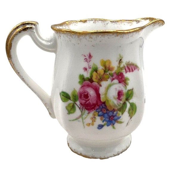 Royal Standard Rose Bouquet Bone China Cream Pitcher Floral Pink Green Gold Gilt - Picture 3 of 9